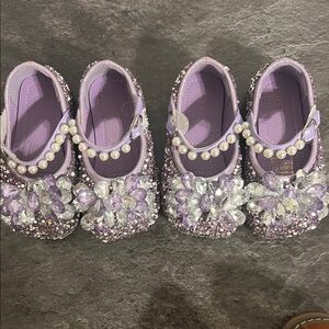 Purple Beaded Kids Shoes